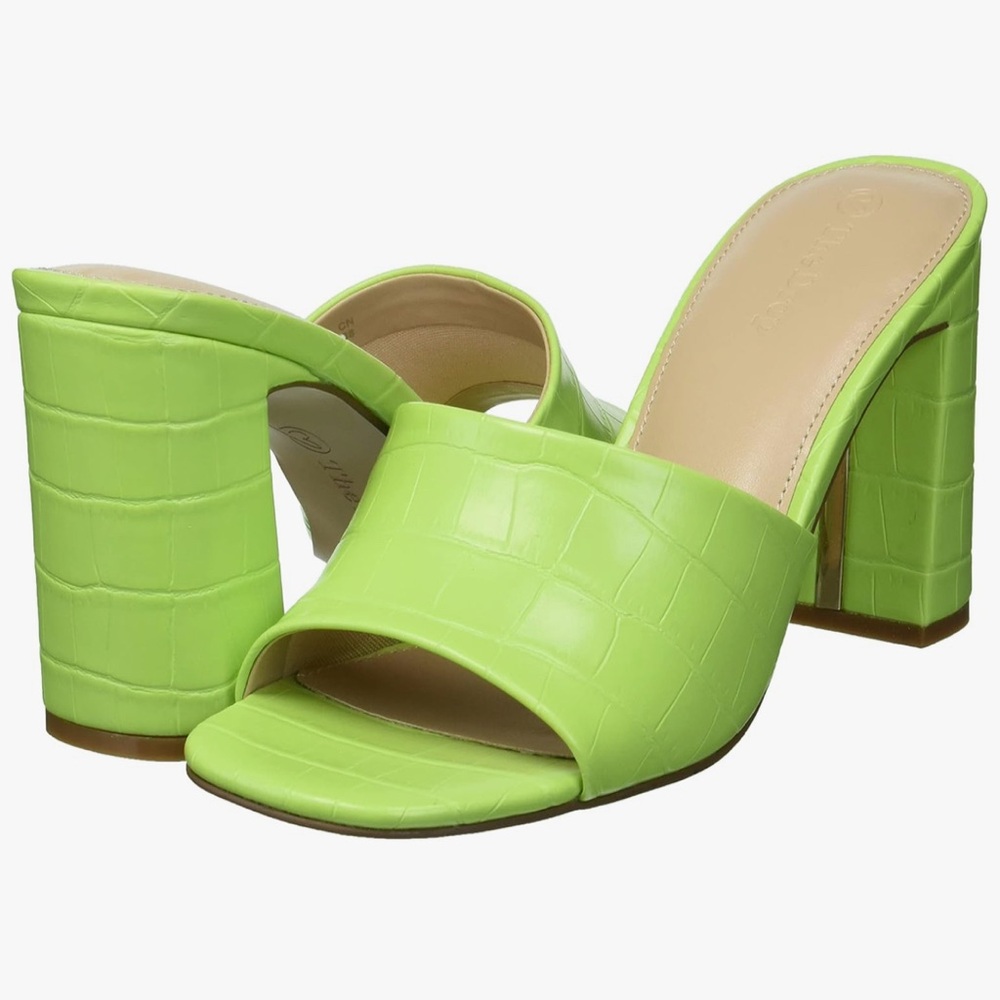 NWT The Drop‎ Lime Green Pattie High Block-Heeled Mule Sandal - 7.5
